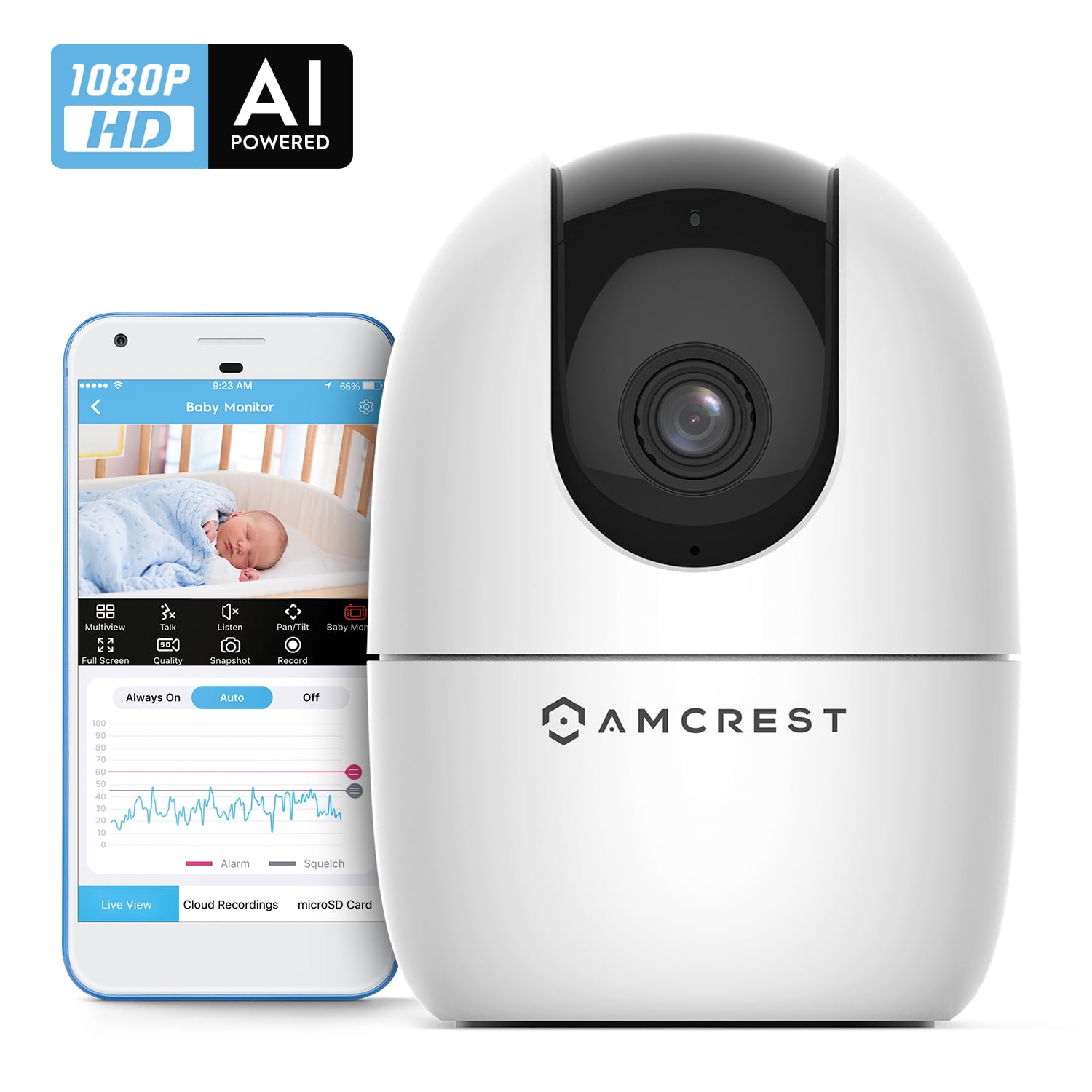 Amcrest SmartHome AI Human Detection WiFi Camera, Indoor Pan/Tilt