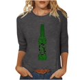 thumbnail image 1 of Pompotops T-Shirt d'Été Décontracté pour Femmes Imprimé Bière Col Rond Manches 3/4 Ample en Solde, 1 of 5