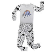 Elowel Boys Dinosaur 2 Piece Pajamas Set 100% Cotton Size 12 Gray