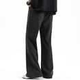 thumbnail image 4 of Puntoco Pantalones de trabajo con bolsillos de color liso para hombre Pantalones casuales de pierna recta, 4 of 5