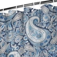 thumbnail image 3 of Blue Pioneer Flower and Paisley Pattern (3) Shower Curtain 36"x72" ,Bathroom Decorative Shower Curtains Set with 12 Hooks,Modern Waterproof Washable Shower Curtain, 3 of 6