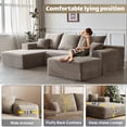 thumbnail image 2 of Wiilayok 107" Cloud Sectional Sofa with 1 Ottoman,Modern Minimalist Upholstered Couches,Oversized Boneless Comfort U Shaped Sofa for Living Room,Deep Seat Corner Couch,Brown (Plush Corduroy Fabric), 2 of 7