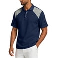 thumbnail image 4 of Trgacdwlo Linen Men's Polo Shirts Color Block Raglan Short Sleeve Shirts for Men Summer Breathable Sun Protection Mens Golf Polo Shirt, 4 of 7