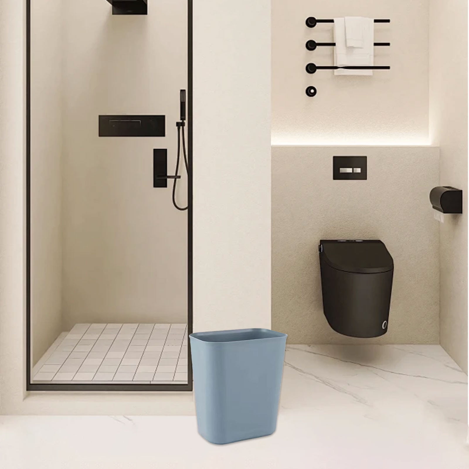 AUHomi Rectangular Trash Can 1 Pack, 7.7" * 5.7" * 10.2" Garbage Can for Office, Bedroom and Kitchen, Bathroom Trash Can Fits Narrow Space, Plastic Trash Bin Waste Basket, Grey