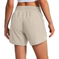 thumbnail image 4 of KDDYLITQ Womens Shorts Quick Dry Drawstring Running Shorts High Waisted Casual Short Pants Sporty Exercise Trouser with Zipper Pockets Khaki L, 4 of 4