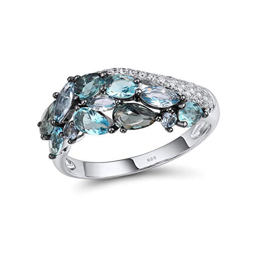 Santuzza Blue Spinel Rings 925 Sterling Silver Shimmering Stone Cubic Zirconia Glamorous Fashion Jewelry 