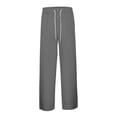 thumbnail image 6 of Bibifish Mens Pants Solid Color Casual Wide Leg Trousers Comfortable Relaxed Fit Elastic Waist Lightweight Breathable Daily Wear Sports Pants, 6 of 9