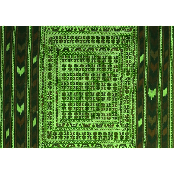 Ahgly Company Indoor Rectangle Southwestern Green Country Area Rugs, 5' x 7'
