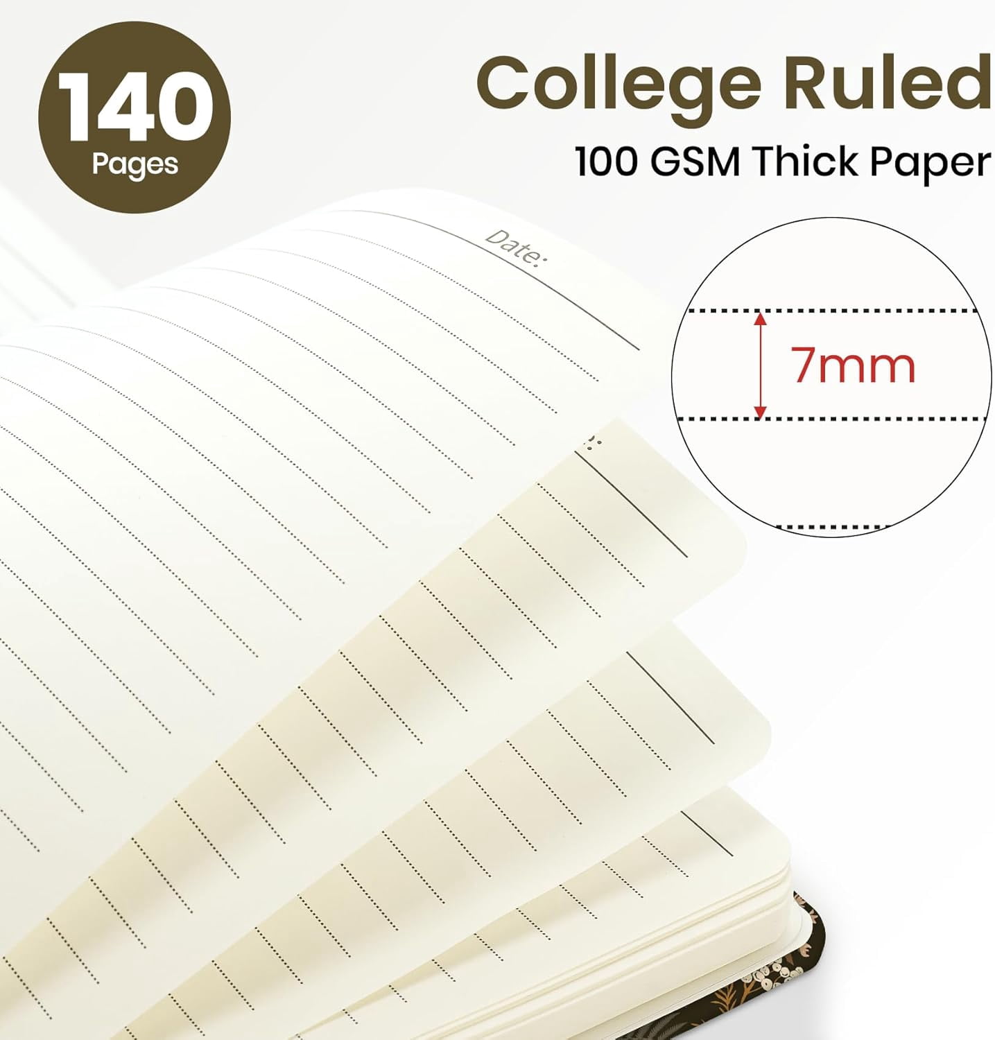 Lined Spiral Journal Notebook for Women, A5 College Ruled Journals for Writing, Hardcover Notebooks for Work, Note taking and Office School Supplies,140 Pages - Wild Rose