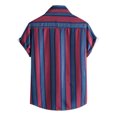thumbnail image 4 of Blusa informal de manga corta con estampado de rayas playeras y botones para hombre Pompotops oipoqjl27772, 4 of 9