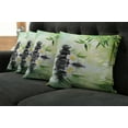 thumbnail image 2 of Ambesonne Garden Throw Pillow Cover 4 Pack, Frangipani Flowers Japanese, 20", Charcoal Grey and Pale Green, 2 of 6