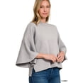 thumbnail image 2 of Zenana Women's Elegant Relaxed Fit Bell Sleeve Cropped Irregular Hem Light Sweater, 2 of 4