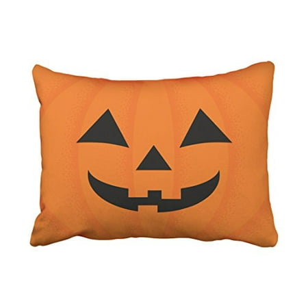 WinHome Happy Halloween Orange Carved Smiling Pumpkin Face Throw Pillow Covers Cushion Cover Case 20X30 Inches Pillowcases Two