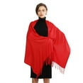 thumbnail image 2 of Red Scarf Women Pashmina Scarf Soft Solid Plain Shawl Wrap Fashion Warm Neck with Fringes, 2 of 4