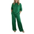 thumbnail image 3 of Women's Solid Color Sequin Set, 2 Piece Sparkly Sweatshirt and Pants Outfit, Lounge Wear Coordinated Set, Shiny Jogger Set, Casual Matching Set, Comfortable Two-Piece Ensemble Green, 3 of 9