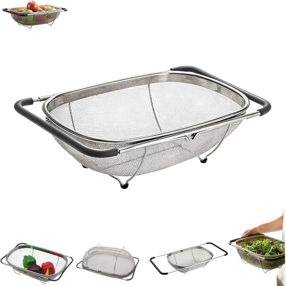 Over Sink Colander Stainless Steel Fine Mesh Expandable
