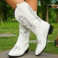 thumbnail image 5 of UngA Woman Cowboy Boots Fashion Western Cowgirl Boots Country Concert Disco Outfits Low Heel Walking Boots For Ladies White,Size 7, 5 of 7