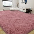 thumbnail image 4 of Janvonne Soft Fluffy Shaggy Area Rug, 9'x 12' Bean paste Pink Plush Fuzzy Carpet for Bedroom Living Room, Non-Slip Modern Indoor Shag Rug for Kids Room Nursery Home Decor, 4 of 8