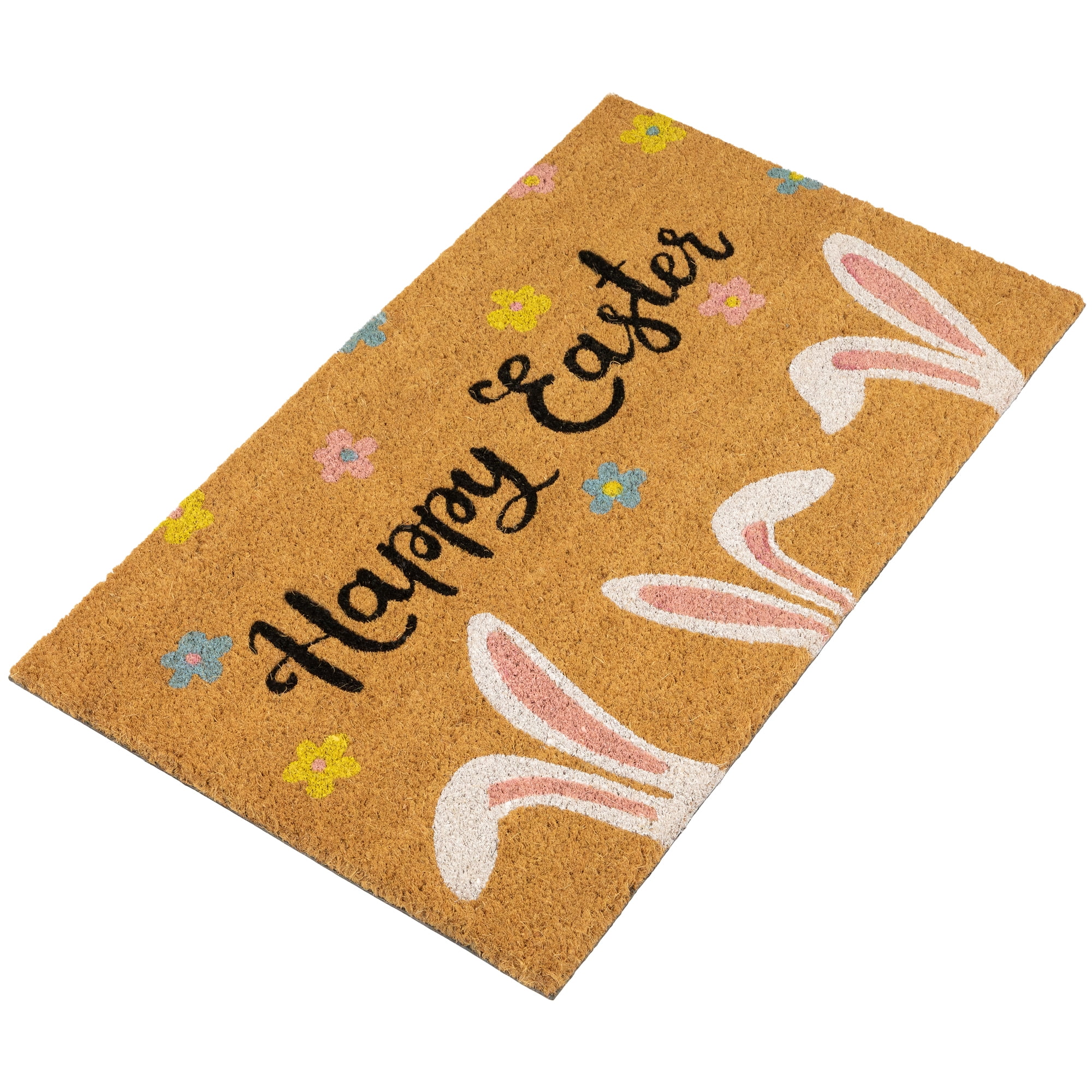 Northlight Natural Coir Happy Easter Bunny Ears Outdoor Doormat - 18" x 30"