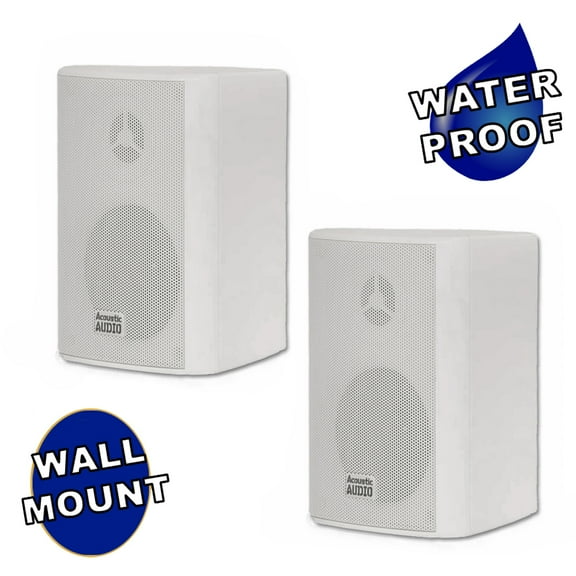 Acoustic Audio by Goldwood AA351W 2 Way High Performance Indoor Outdoor 500W Speakers with Powerful Bass (1 Pair, White)
