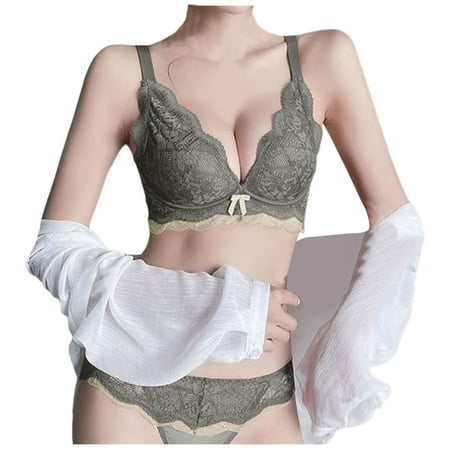 oqasdz Lingerie for Women Sexy Lace Edge Underwear Gathering Front Buckle Comfortable Home Bra Set