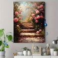 thumbnail image 4 of Qisvanset 12x16 Inch Rose Garden Path Oil Painting Canvas Wall Art, Lush Blossom Nature Scenery Peaceful Home Decor, 4 of 8