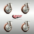 thumbnail image 2 of 5 Inch 316SS Maroon Polyurethane Wheel Swivel Top Plate Caster Set with Brake, 2 of 2