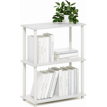 CHTER Turn-N-Tube Storage Shelves, 3-Tier Book Shelf, Corner Shelf, Toolless Open Shelves, for Organization and Storage, Living Room, Garage, Home Office, White
