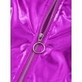 thumbnail image 2 of Yartina Kids Girls Metallic Bomber Jacket Coat Zip Up Long Sleeve Jazz Dance Crop Top Windbreaker Purple 8, 2 of 8