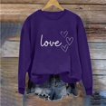 thumbnail image 2 of Sudadera Penkiiy Valentine para mujer: lindas camisetas del día de San Valentín Love Heart Graphic Print Suéter de manga larga Tops XL Purple, 2 of 5