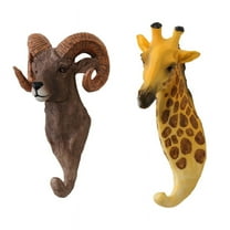 Animal Heads Wall Hooks  Decoration Set，Resin Animals Sculptures Head Wall Hanging Decor Vintage Wall Sculpture for Living Room Bedroom Office,Style A