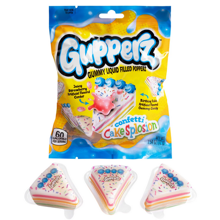 Gupperz Gummy Liquid Filled Poppers – Sweet & Juicy Candy with a Burst of Flavor! {Confetti Cake}