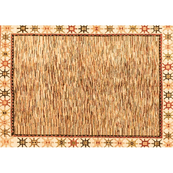 Ahgly Company Indoor Rectangle Abstract Orange Modern Area Rugs, 8' x 12'