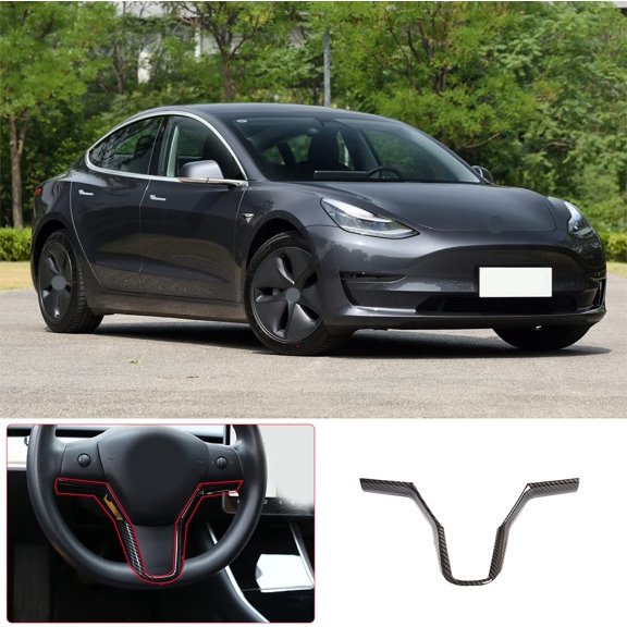 ABS Interior Steering Wheel Trim Strip Accessories for Tesla Model 3 2017 2018 2019 2020 2021
