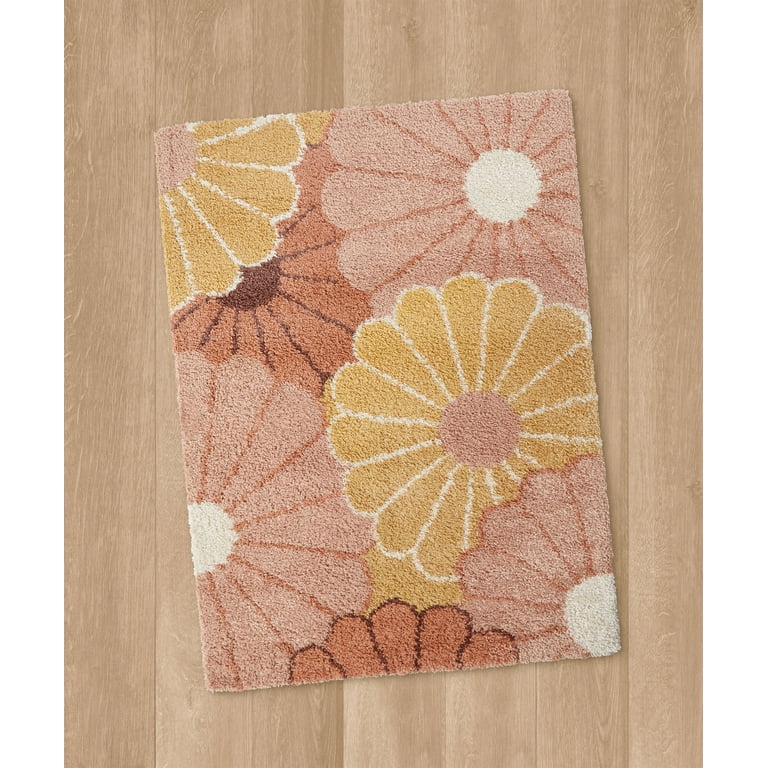 Mainstays Pink Floral Indoor Shag Rug, 5' 3