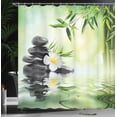 thumbnail image 4 of Ambesonne Garden Shower Curtain, Frangipani Flowers Japanese, 69"Wx84"L, Charcoal Grey and Pale Green, 4 of 5