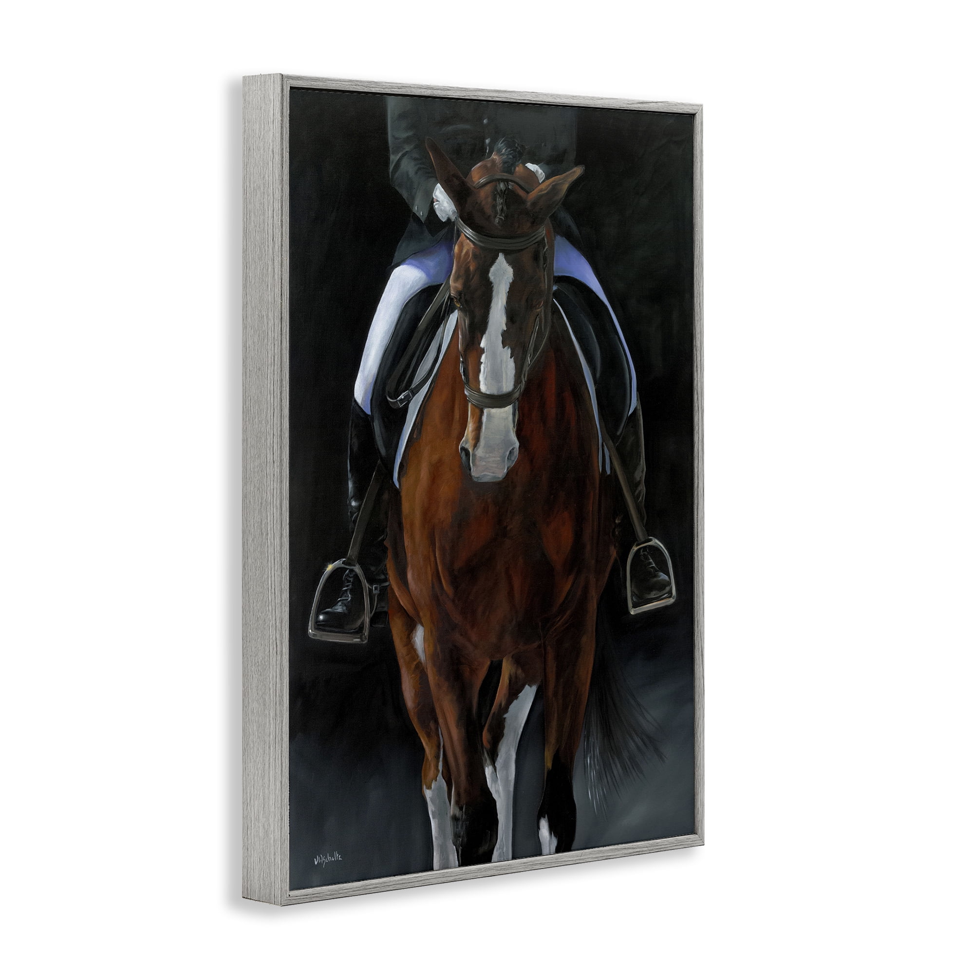 Stupell Industries Balance Trotting Horse Animals & Insects Painting Gray Framed Art Print Wall Art, 20 x 30