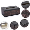thumbnail image 3 of ZHAOCHENG Caja de pañuelos rectangular de PU negro uva dorada ancha, 3 of 5