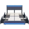 thumbnail image 7 of Full Size Bed Frame with 4 Storage Drawers and LED Lights Headboard Footboard, Upholstered Platform Bed Frame with USB Ports,Square Stitched Button Tufted Design, Dark Grey, 7 of 7