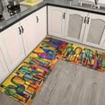 thumbnail image 2 of Vintage country Style Kitchen Mat Set, Anti-Slip Flannel Cushioning Mat for Wine Glass, Easy Clean Floor Mat for Kitchen, Living Room, Dining, Bathroom & Entrance, 2 of 8