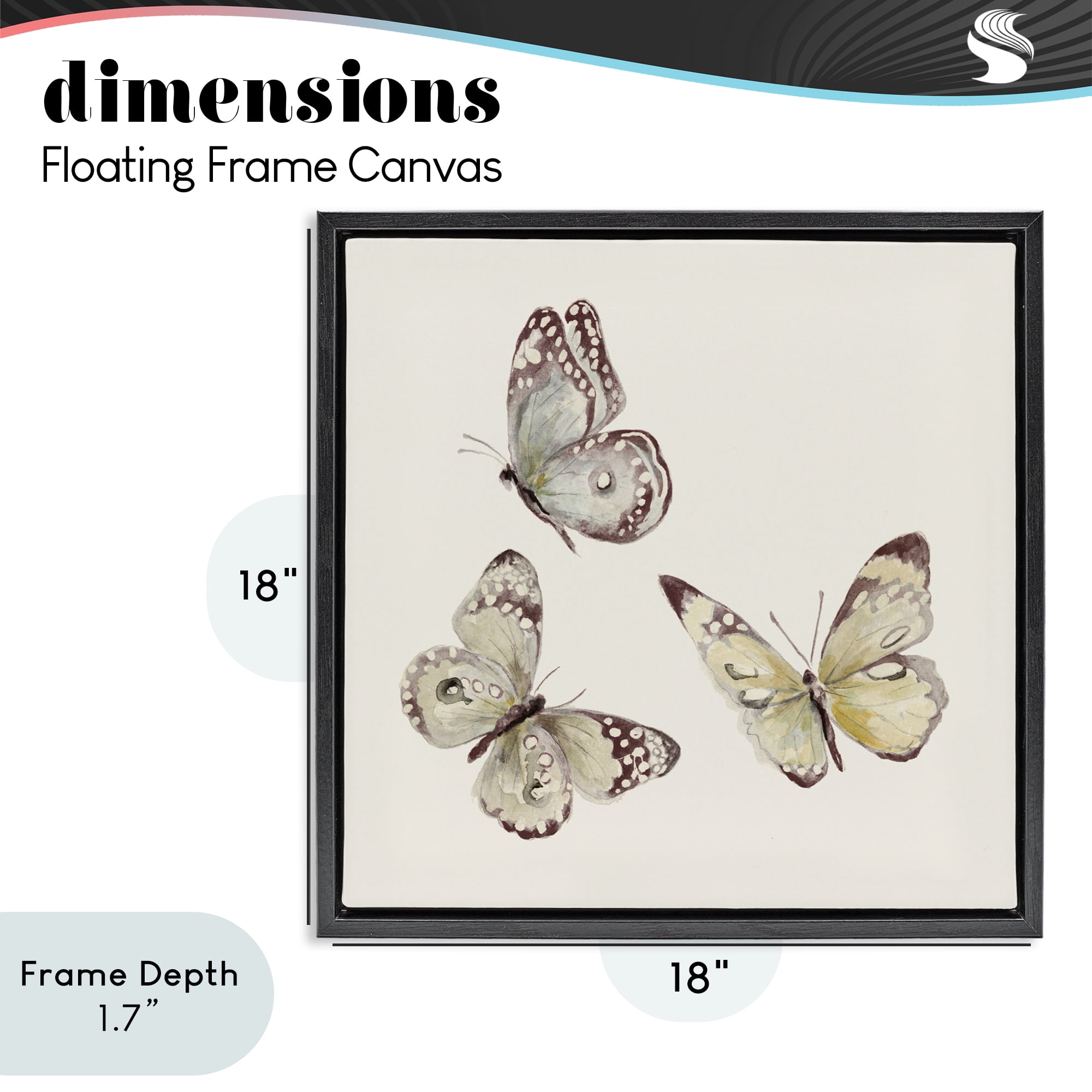 Stupell Industries Isolated Butterflies on Beige Black Framed Floater Canvas Wall Art, design by Patricia Pinto