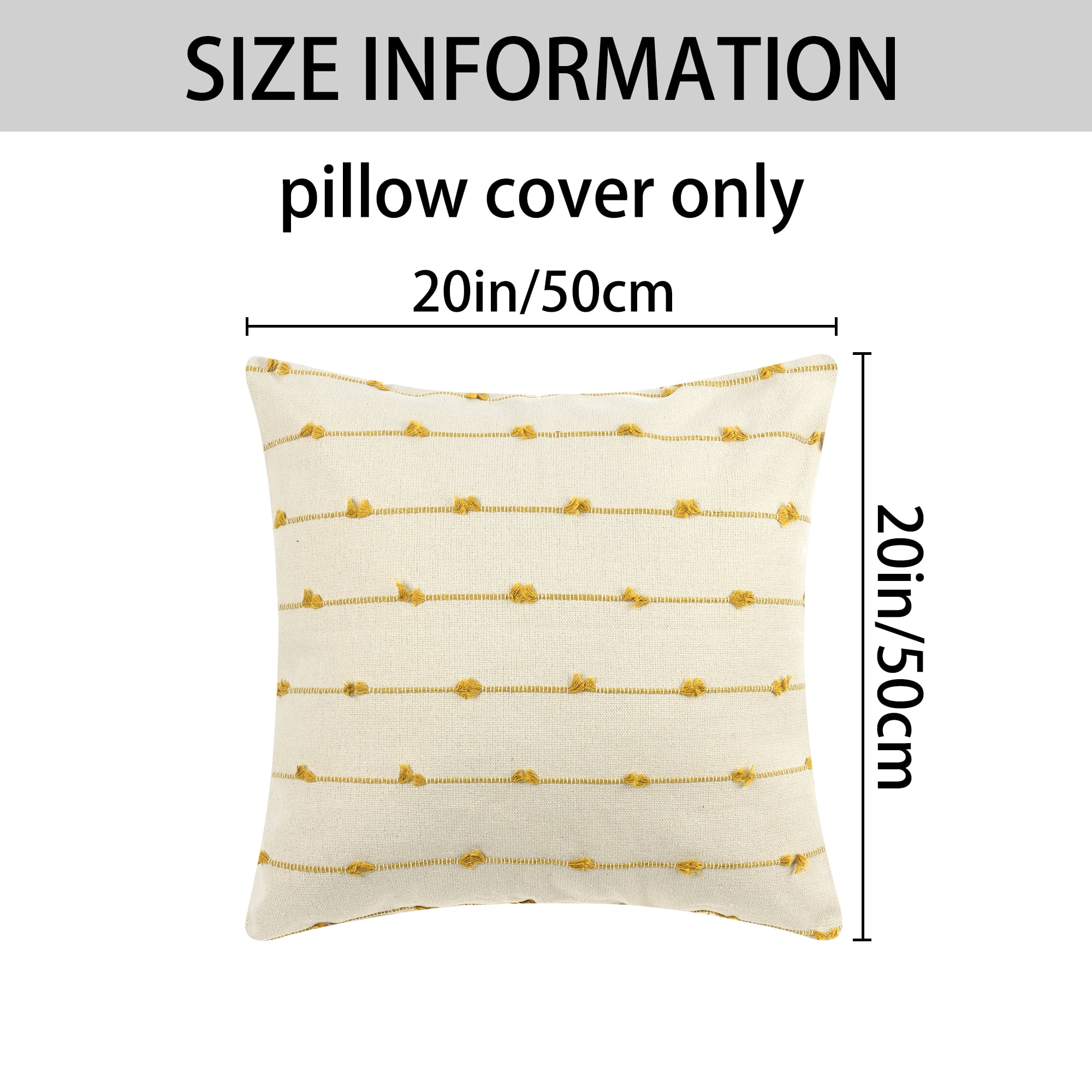Unique Bargains 2 Pack Striped Boho Decorative Cushion Pillow Covers Modern Square Neutral Yellow 20" x 20"