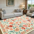 thumbnail image 7 of Wondo 5x8 ft Beige Washable Area Rug - Low Pile Non-Slip Bohemian Floral Design for Bedroom, Living Room, Dining Room, Office & Kids Room, 7 of 7