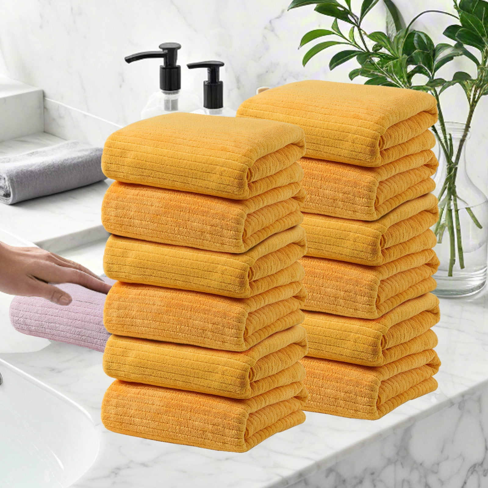 Antqov 12PCS Colorful Cotton Thickened Bath Towels, 29x13" Highly Absorbent Towels Soft Face Towels for Bath Spa Sports Men & Women, Bathroom Supplies, Gifts