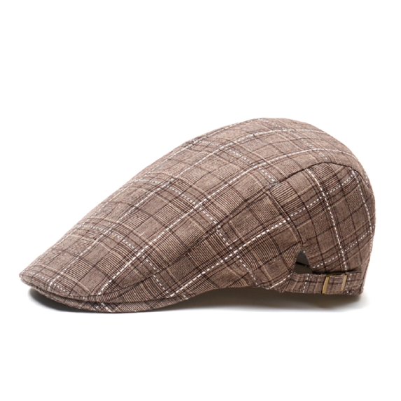 aturustex Men Cotton Plaid Berets Flat Forward Cap Newsboy Hat Baseball Cap Sun Hat