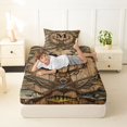 thumbnail image 4 of Castle Fairy Vintage Hunting Monogram M Twin Sheets 3pcs,Freshwater Duck Antler Layout Bedding,Timber Tan,1 Fitted Sheet,1 Flat Sheet and 1 Pillowcase, 4 of 6