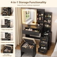 thumbnail image 3 of Vanity Desk with Sliding Mirror, Vanity Table With 4 Drawers and Storage Shelves, Vanity Desk with Charging Station, Modern Makeup Dressing Table, 3 Color, 3 of 9