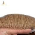 thumbnail image 3 of Lyrical Hair Toupee for Men Full Lace Hairpieces Human Hair Replacement System 8"X10" Transparent Lace Mens Toupee Human Hair Units for Man Bleached Knots Male Hair Prosthesis #30R, 3 of 7