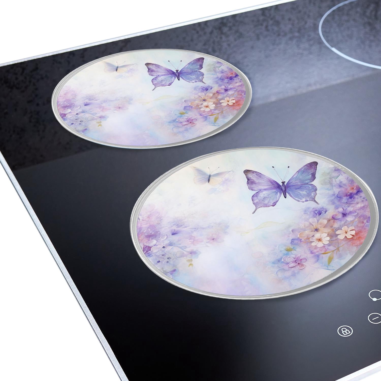 Decorative Stove Burner Covers 4 Pcs Metal Round Stove Burner Covers 8Inch And 10Inch for Home Decor Cooktop Decorative ,Floral Butterfly Elegant design