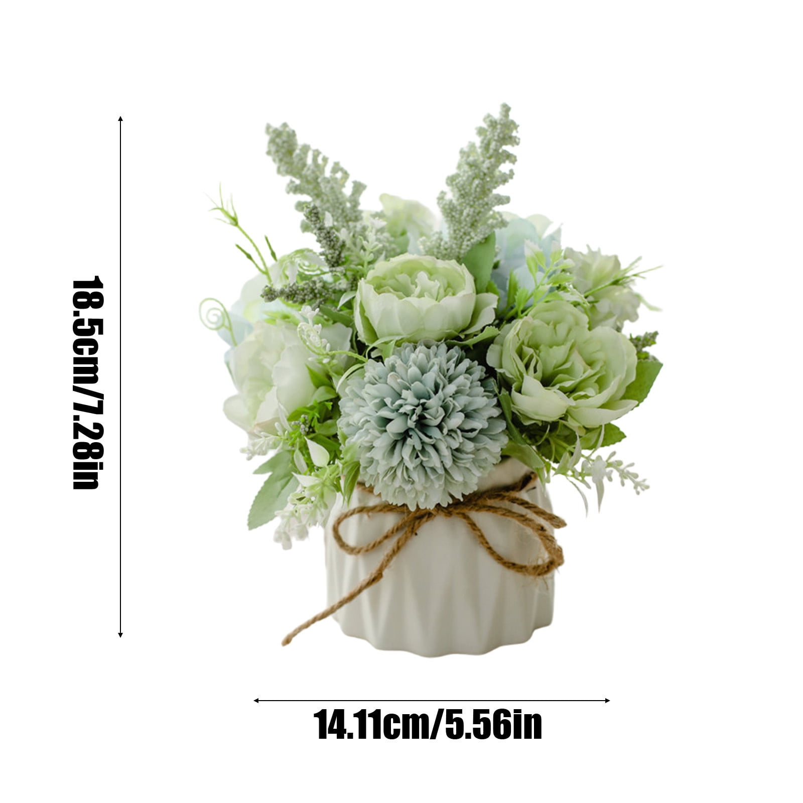 Specollect Clearance 5Pcs Artificial Bouquet with Small Ceramic Vase, Variety Flower Balls Flowers Decoration, Fake Silk Variety Flower Balls Flowers Decoration for Table Home Party Office Wedding
